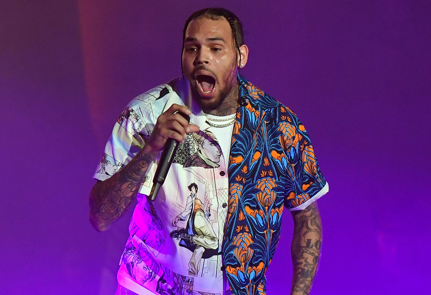 Chris Brown Debuts New Air Jordan III Face Tattoo