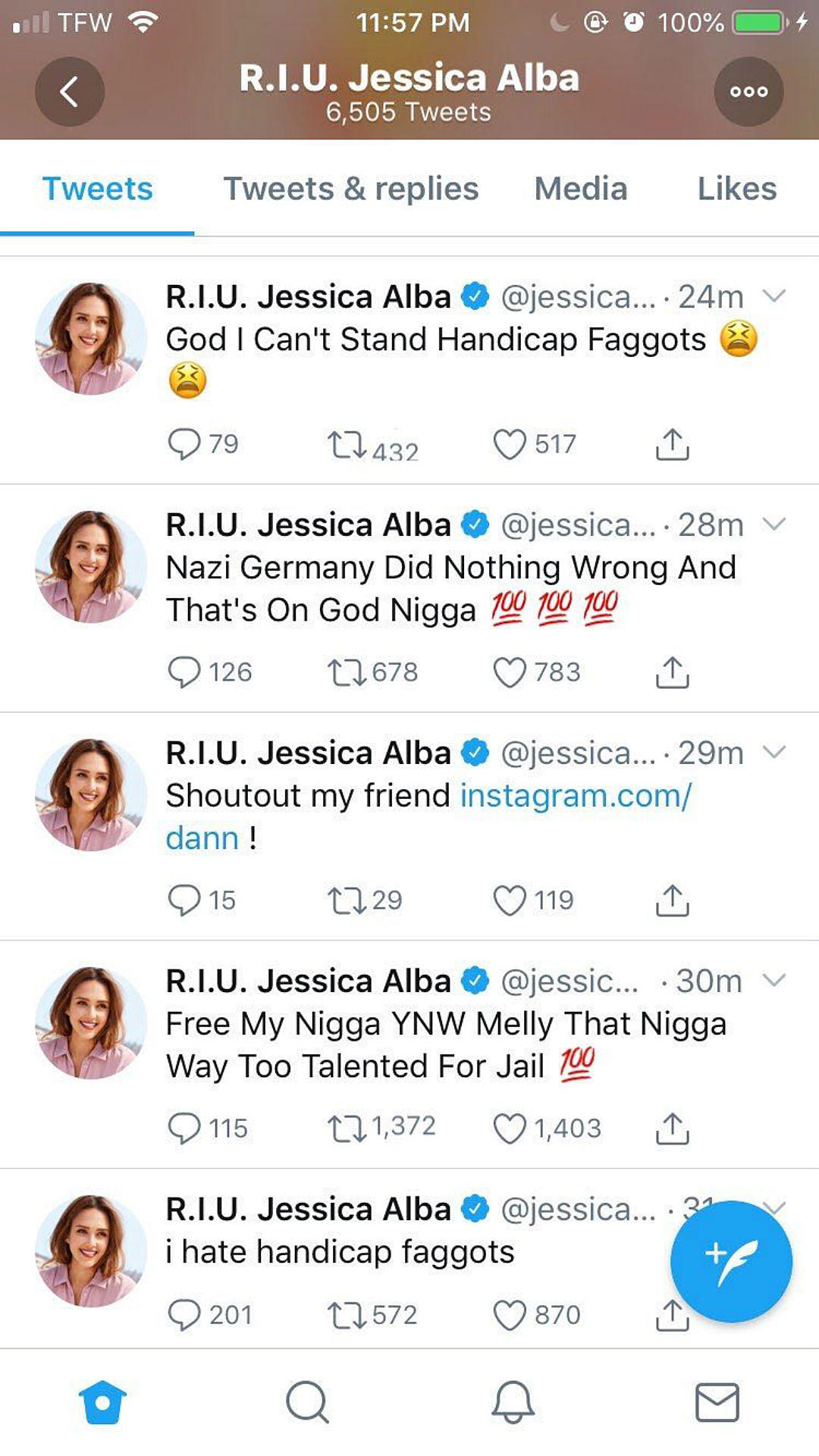 Jessica Alba's Twitter Gets Hacked, Tweets "Free YNW Melly"