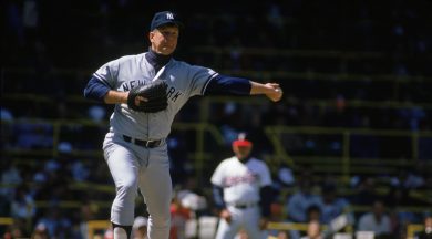 Tommy John pitches for the New York Yankees during the 1989 MLB season
