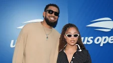 Karl-Anthony Towns and Jordyn Woods at the US Open Women’s Semifinals Blue Carpet