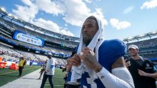Odell Beckham Jr. walks off the field after the New York Giants preseason game against the Minnesota Vikings