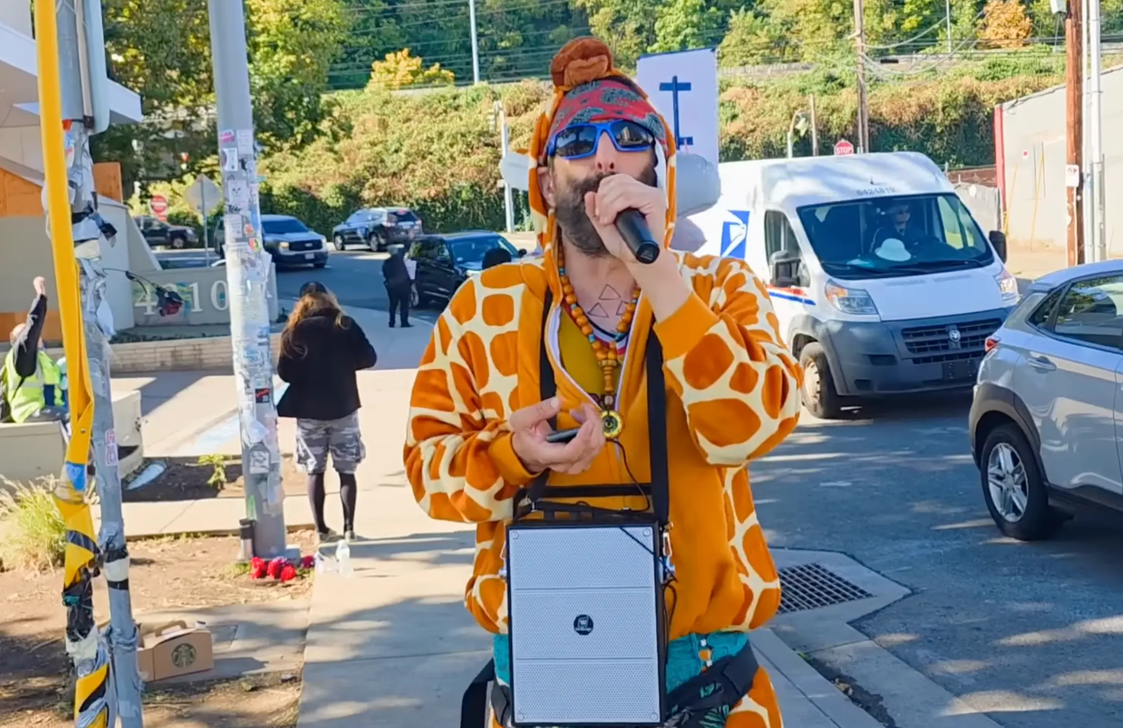 Robby Roadsteamer Turns Political Protest Into Viral Hip-Hop Satire as ‘The Protest Giraffe’