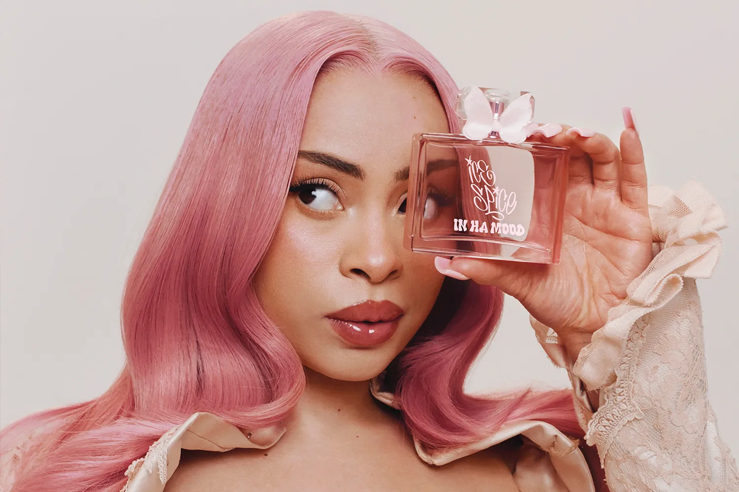 Ice Spice posing with her In Ha Mood perfume