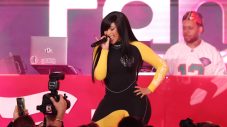 Cardi B performing onstage at the 2026 Fanatics Super Bowl Party in San Francisco