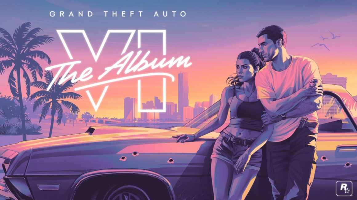 Grand Theft Auto VI: The Album artwork featuring Jason and Lucia in Vice City