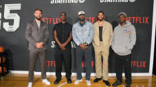 Anthony Edwards - LOS ANGELES, CALIFORNIA - SEPTEMBER 23: (L-R) Domantas Sabonis, Jimmy Butler, LeBron James, Jayson Tatum and Anthony Edwards attend the Starting 5 LA Premiere at The Egyptian Theatre Hollywood on September 23, 2024 in Los Angeles, California. (Photo by Charley Gallay/Getty Images for Netflix)