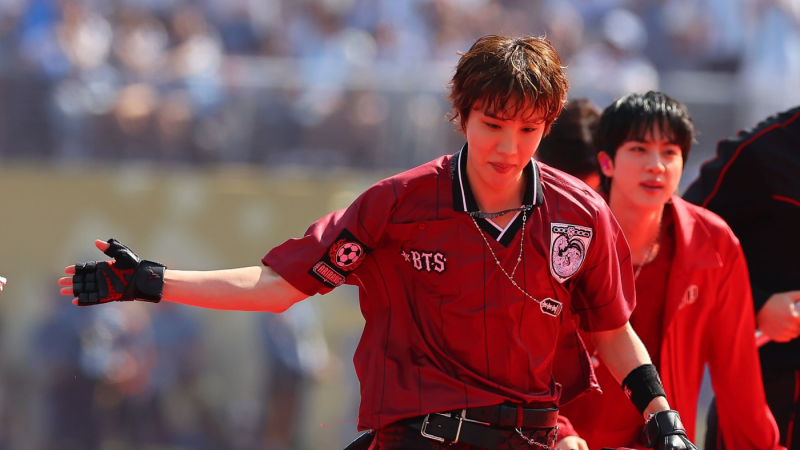 j-hope - EAST RUTHERFORD, NJ - JULY 19: J-Hope of BTS performs during the half time show during the FIFA World Cup 26 Final between Spain and Argentina on July 19, 2026 at New York/New Jersey Stadium in East Rutherford, New Jersey. (Photo by Rich Graessle/Icon Sportswire via Getty Images)