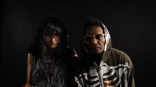 mars kumari and Del the Funky Homosapien pose together, with mars holding a sampler.